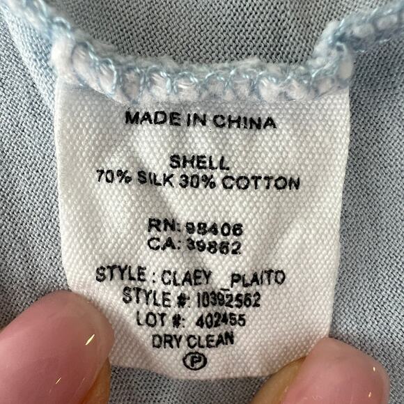 THEORY Blue Top Silk Blend Ribbed Crew Neck Slim Fit Casual Size Large L - Picture 11 of 13